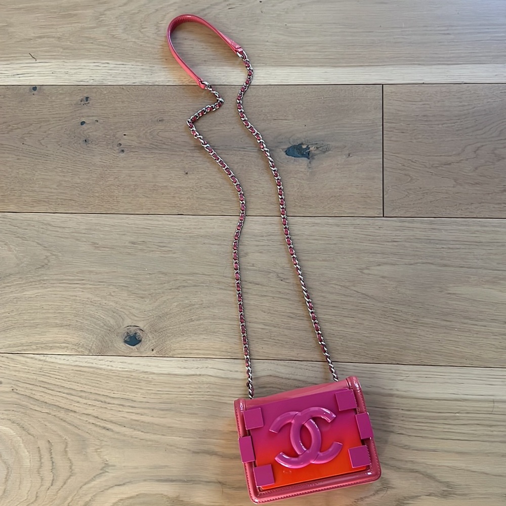 Chanel Red and Pink mini plexiglass flap bag